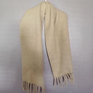J.Crew Cream Soft Fuzzy Scarf With Fringe